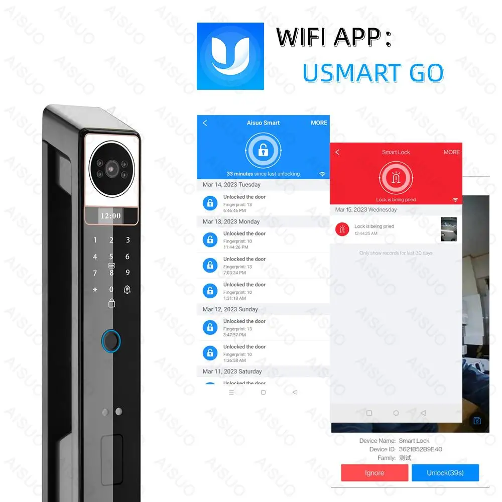 Wifi APP Keyless Entry Door Smart Lock Digital Door Lock with Camera Smart Lock