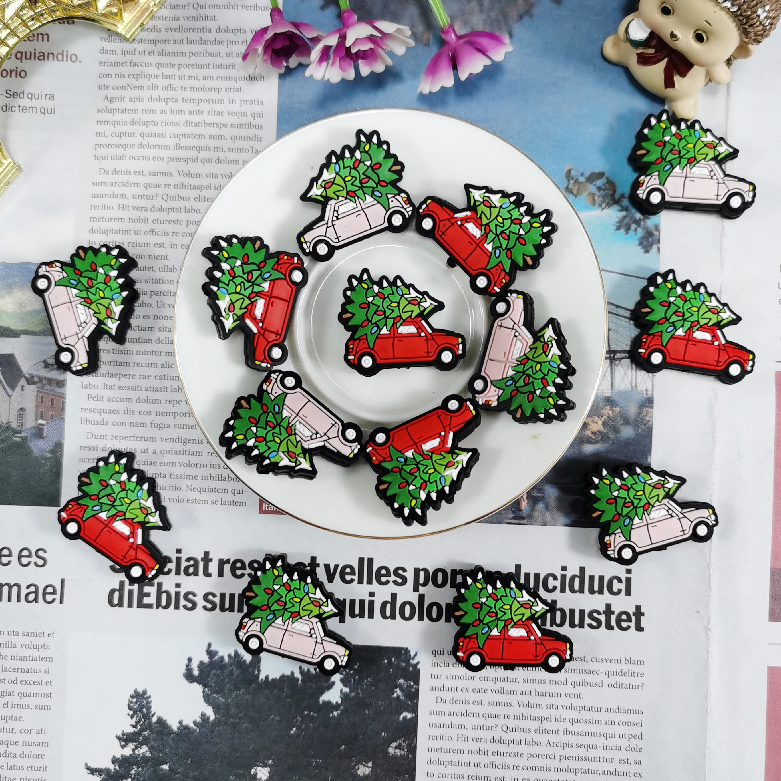 In Stock Christmas Bpa Free Baby Teething Soothing Pacifier Chain Accessories Silicone Car Beads For Pen Making
