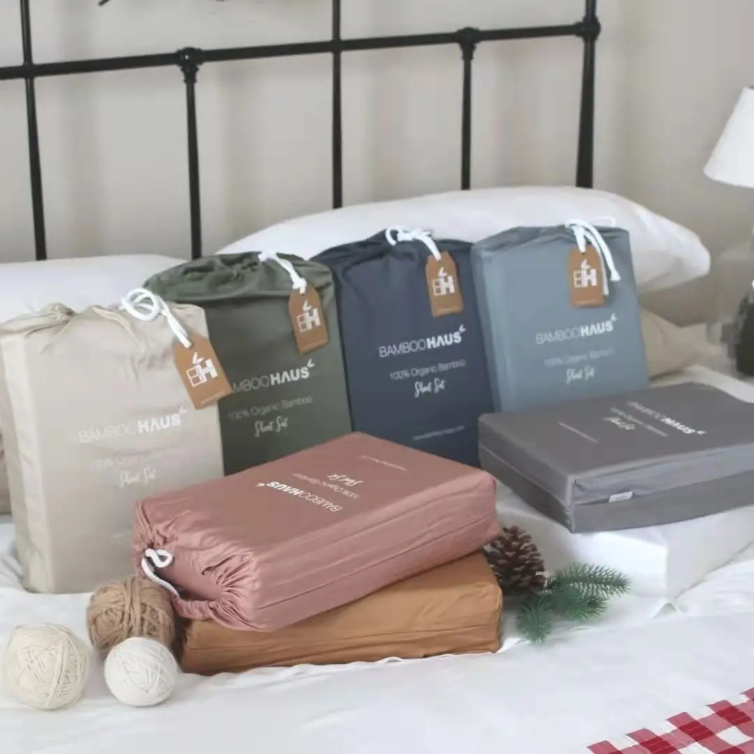 Mattress Fitted Sheets Bedding Set Hotel Organic Bamboo for Beds Bamboo Woven 60 Solid American Style 3 Pcs Covers Sets 173* 120