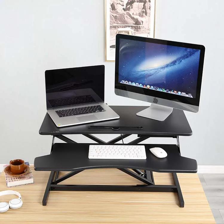 Office Portable gas spring folding desk converter height adjustable sit stand desk