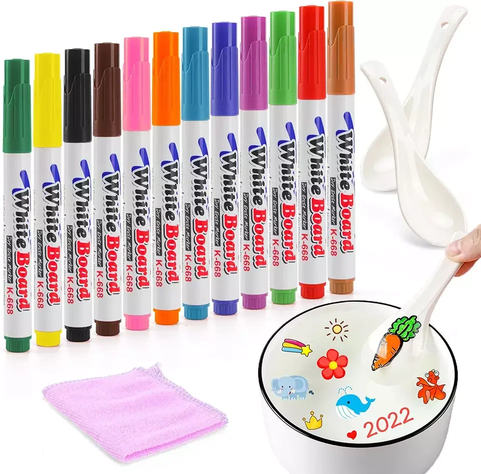 12Colors Painting Floating Whiteboard Markers Kids Color Magical Water Floating Pen