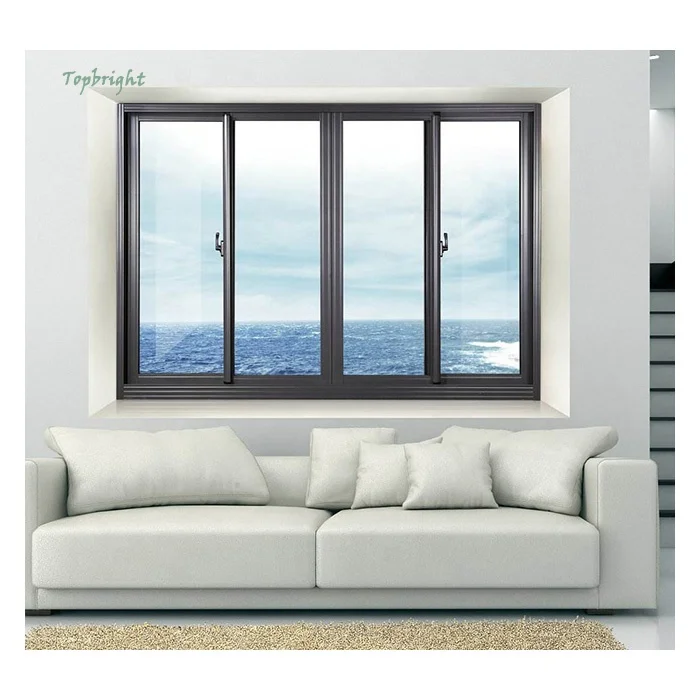 Outside 2 panel slide balcony glass window weatherproof mosquito net sliding aluminium window