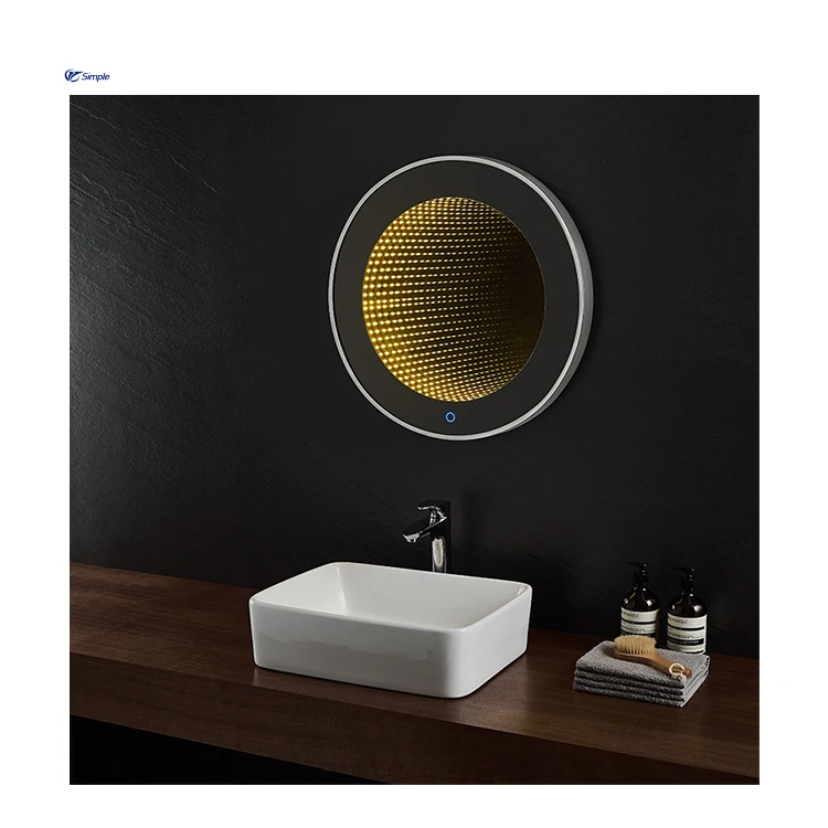 Popular Hotel Smart Screen Touch 3D Tunnel Metal Frame Makeup Mirror Bathroom Mirror