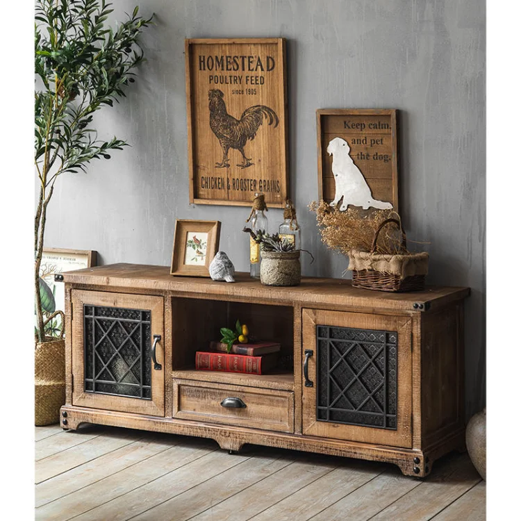 DSG-23 American retro do old simple small family living room decoration solid wood TV cabinet