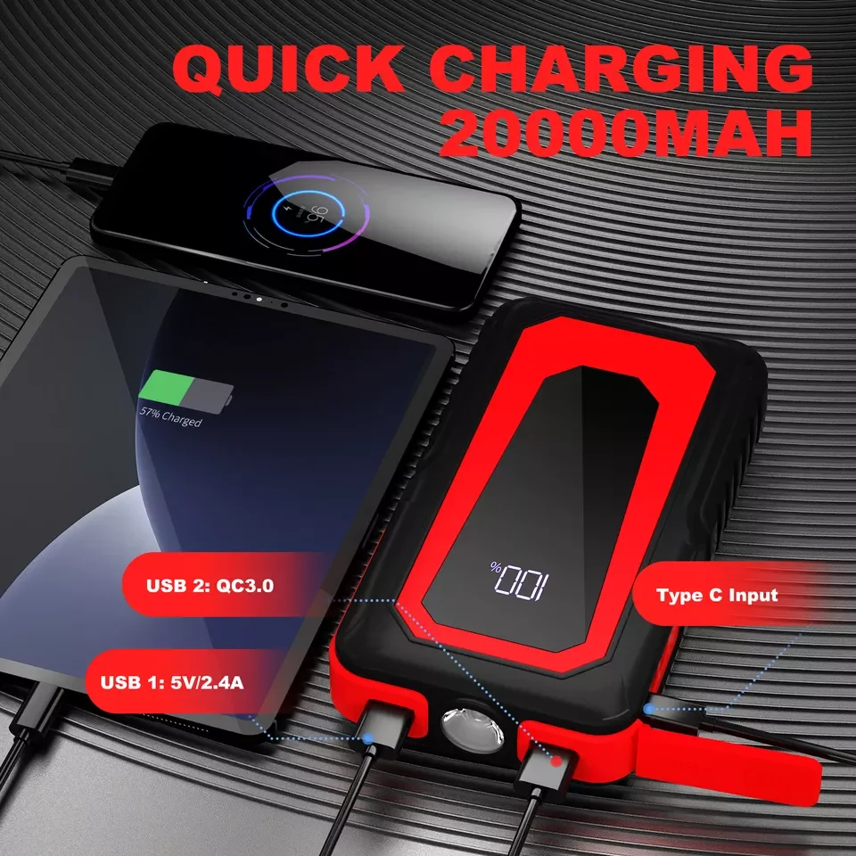 EP FC600  Car Jump Starter 20000mAh 12V 2000A Peak Vehicle Emergency Tool Portable 12V 20000mAh Car Battery Booster Pack