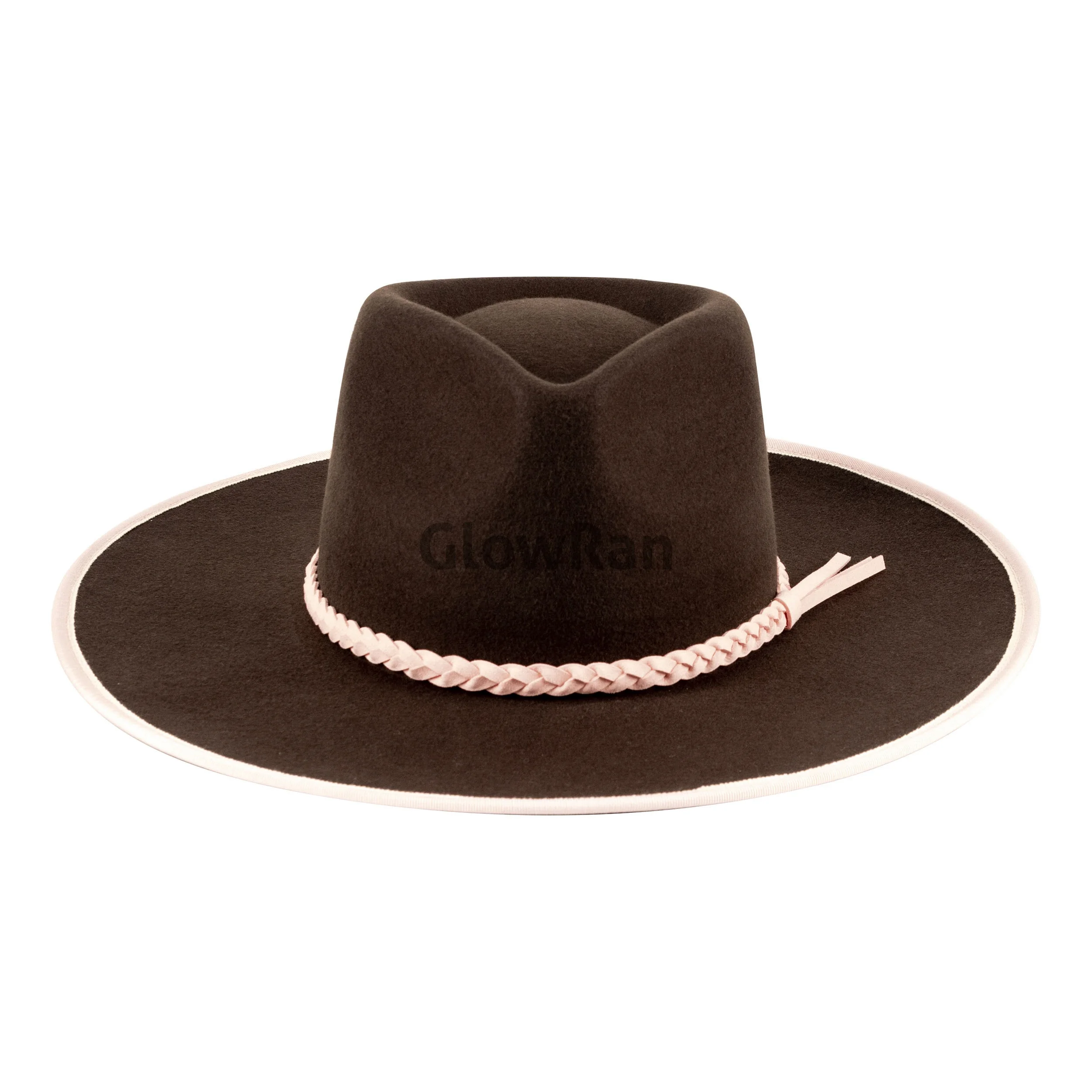 GlowRan Wholesale High-end Pure Wool VintageWomen Fedora Hat Men With Decoration Large Inventory