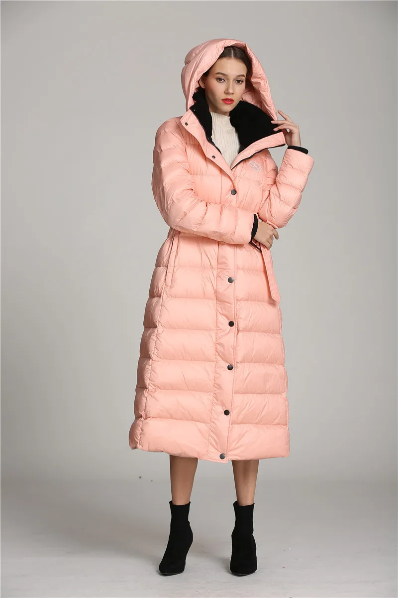 QIUCHEN QC22001 winter women white duck down thick slim-fit coat long knee-length soft comfortable warm windbreaker