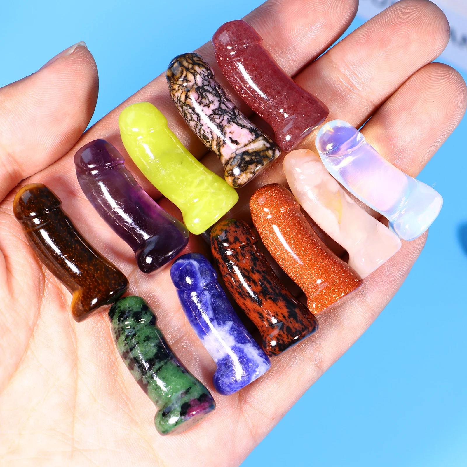 Mini size 30mm/1inch natural crystal stone crafts dildo penis quartz dildos