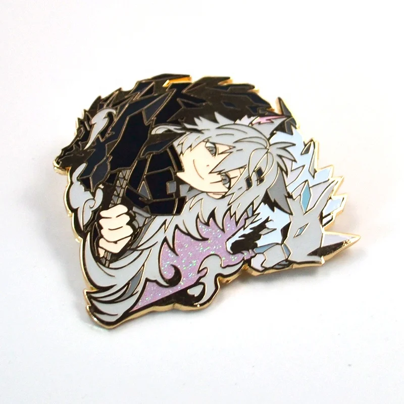 China Factory Metal Custom Logo Anime Glitter Pin Hat Badges Lapel Soft Hard Pins