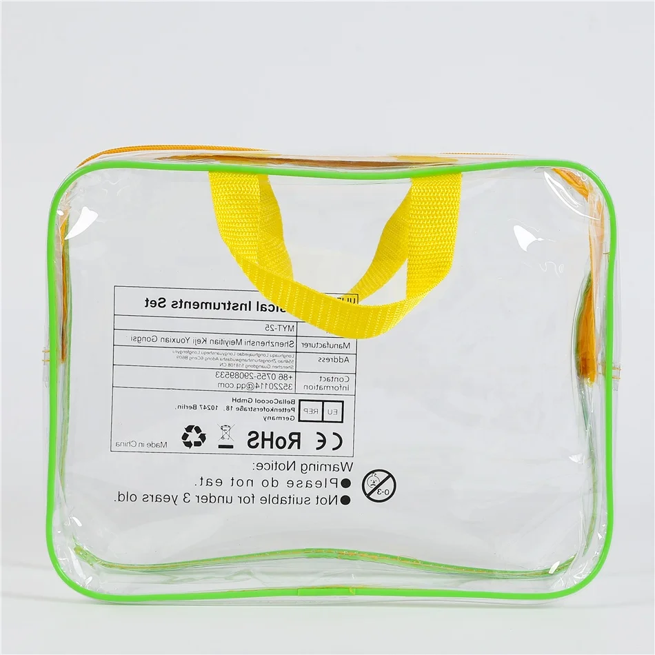 Customized clear pvc quilting bag transparent Printing Plastic EVA Kits cosmetic packing bag with zipper  pvc toy packed pouch