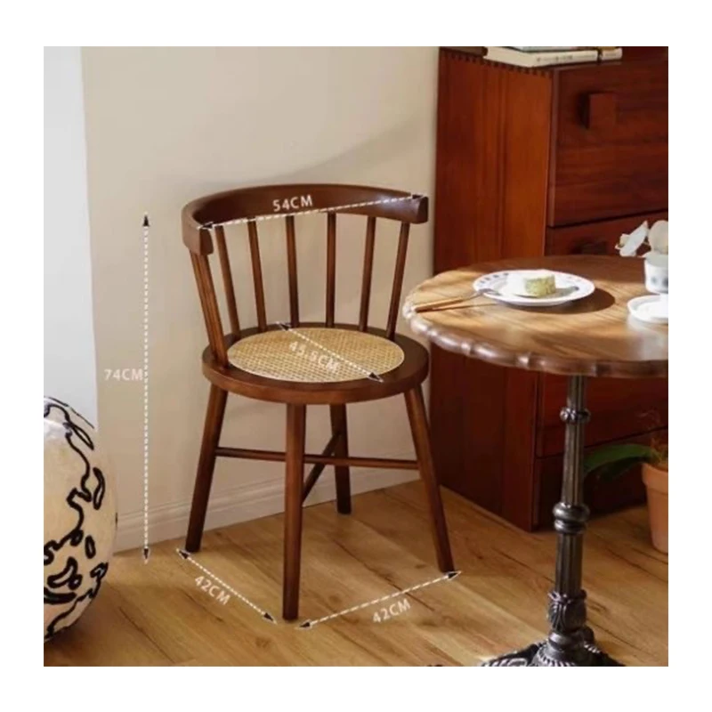 Wholesale Solid Wood Rattan Windsor Dining Chair Windsor Chair Home Office Retro Leisure Chair for Living Room Bedroom