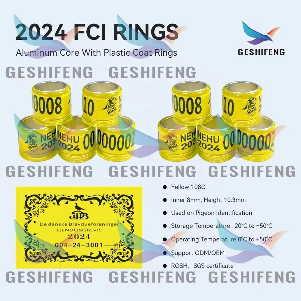 Customize Logo 2024 Pigeon Bird Racing Ring Plastic Aluminum Core 8mm Rings FCI Official Manufacturer
