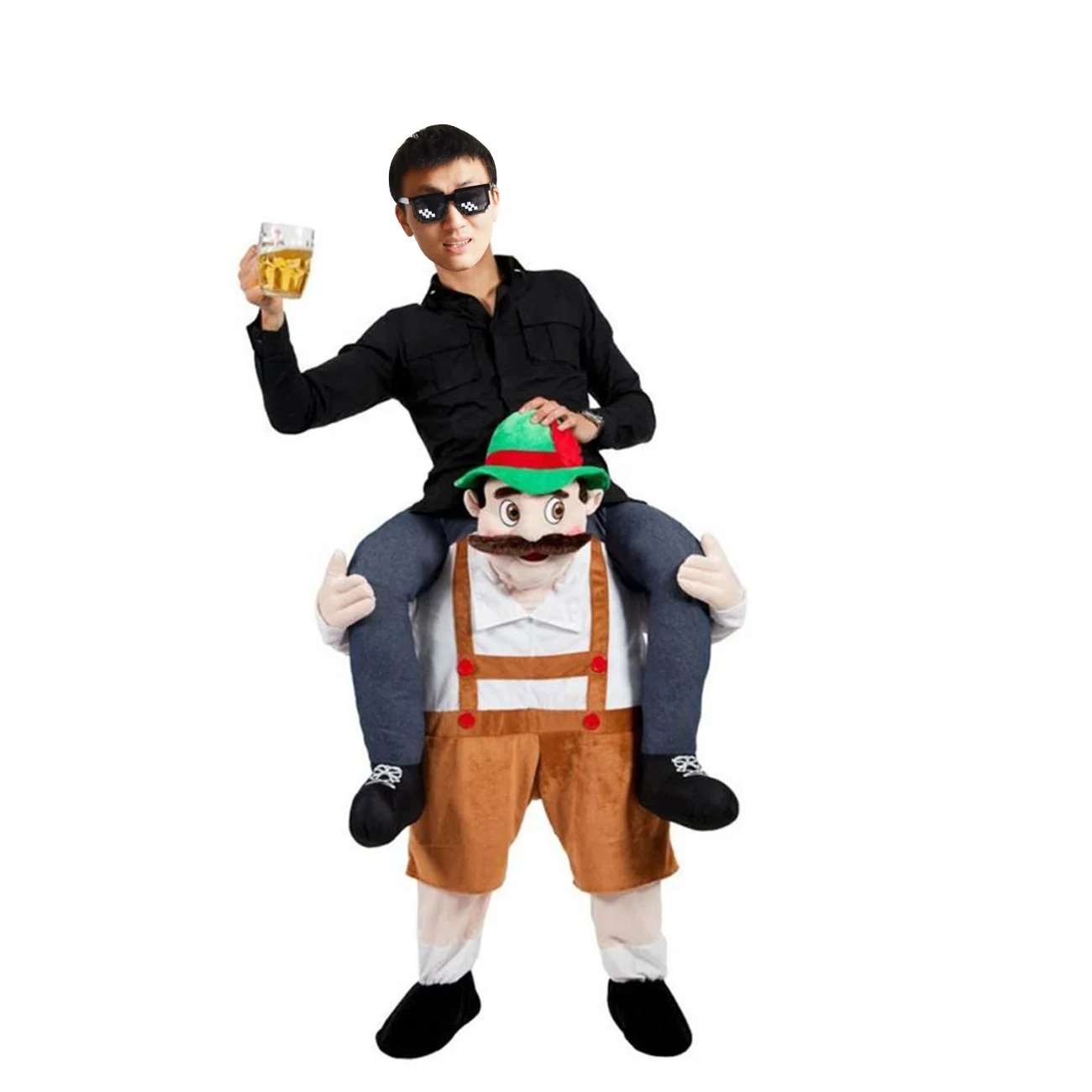 Adult Carnival Party Santa Christmas Halloween Ride on Animal Toy Beer Guy Pants Mascot Carry Bear Costume