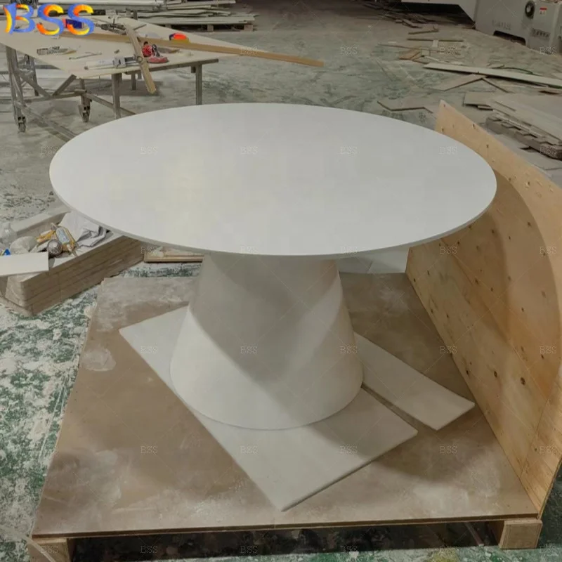 Modern Design Office Custom Size 48 Inch Circle 5 Chairs Solid Surface White Small Round Boardroom Desk