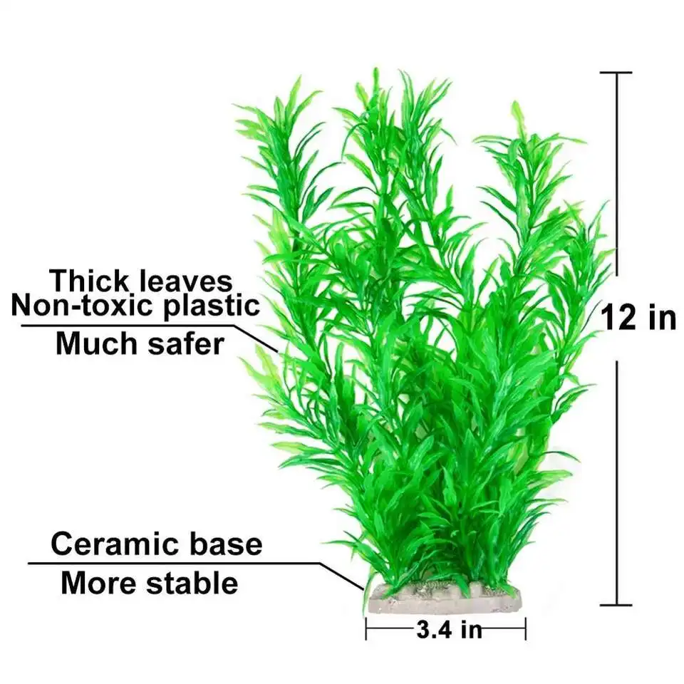 9 Pack Large Aquarium Plants Artificial Aquatic Plants, simulate Plants and Aquarium Landscape vividly (12inch)