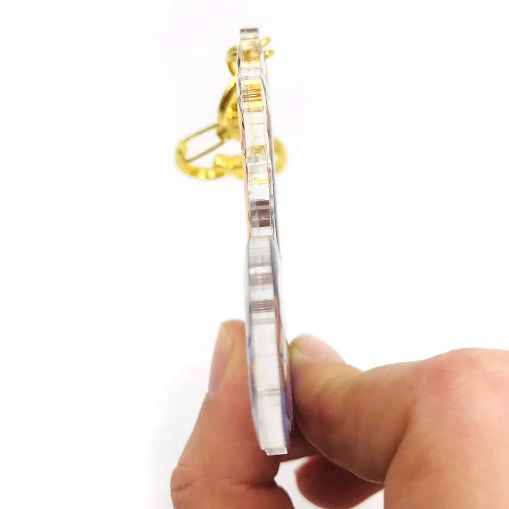 Key Chain Charms Holographic Acrylic Keychain Transparent Clear Two Side Anime Glitter Acrylic Zinc Alloy Digital Printing Kpop