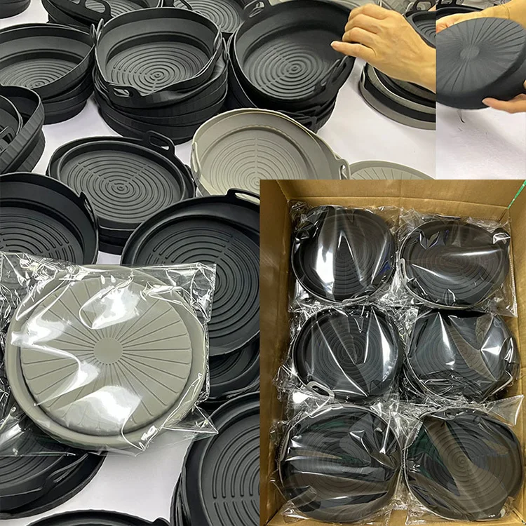 Custom Color Environmental Reusable foldable Food Silicone Air Fryer Liner Airfryer Basket Silicone Pot For Air Fryer