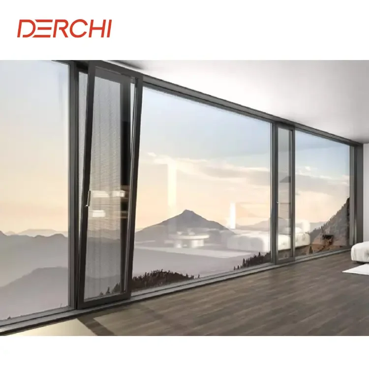 DERCHI NFRC American Standard High Quality Aluminum Casement Window Soundproof Tilt And Turn Aluminium Slim Frame Inward Windows