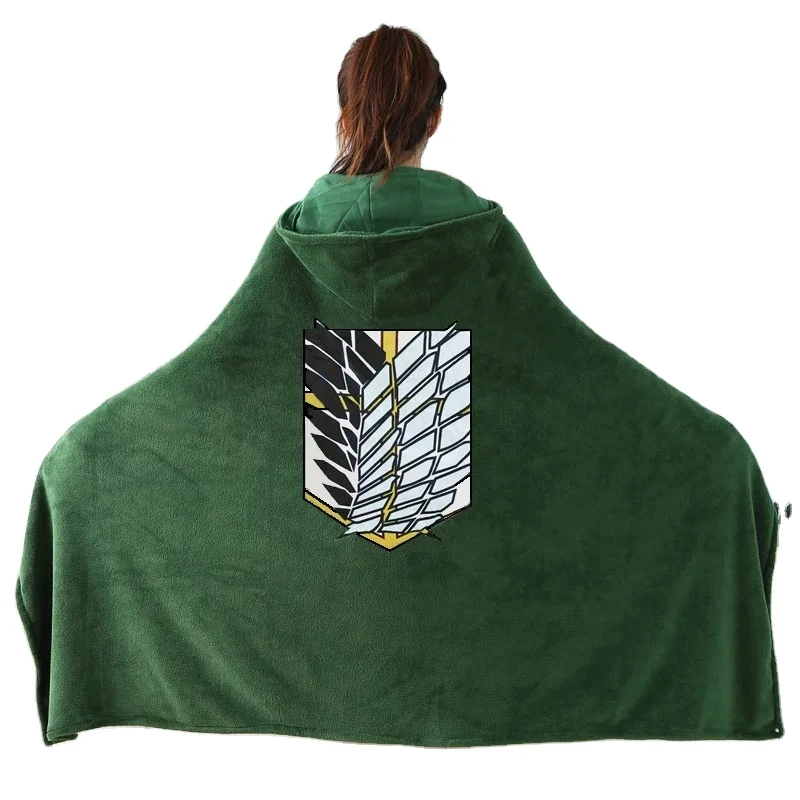 Attack on Titan Blanket Cloak Shingeki No Kyojin Survey Corps Cloak Cape Flannel Cosplay Costume Hoodie