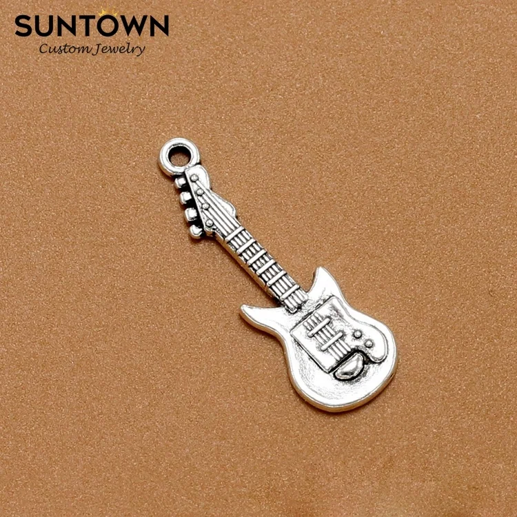 
Suntown Diy Retro Silver Plated Alloy Charms Guitar Jewelry Yiwu Musical Instrument Bling Jewelry For Women Designer Charms 