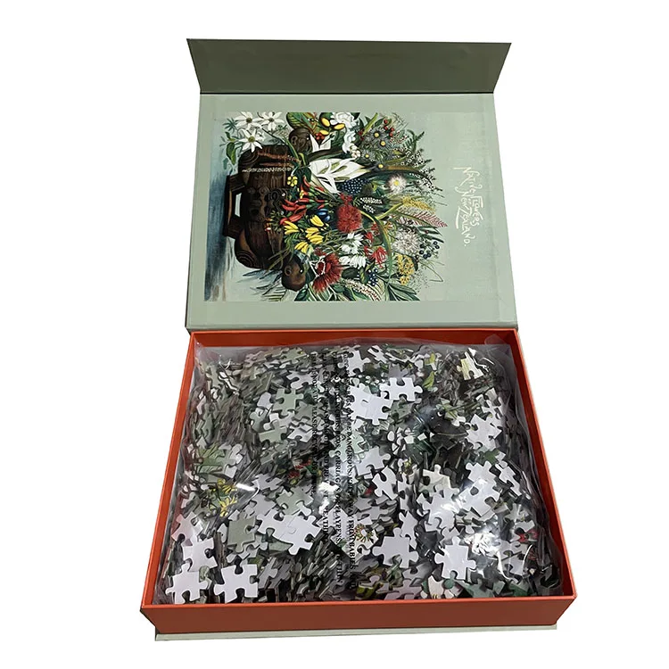 cardboard 100 500 1000 piece adult jigsaw puzzle with fabric bag