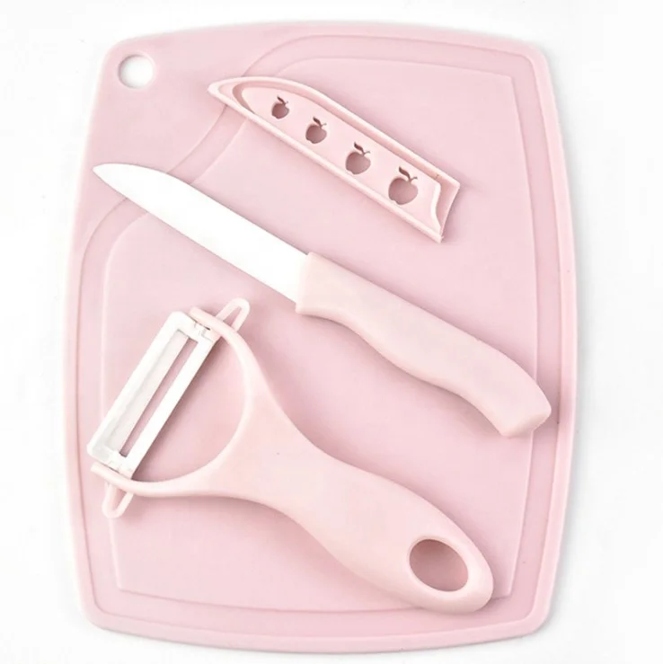 NEW Ceramic knife set with Chopping board paring knife plastic packing 3pcs kitchen knife sets