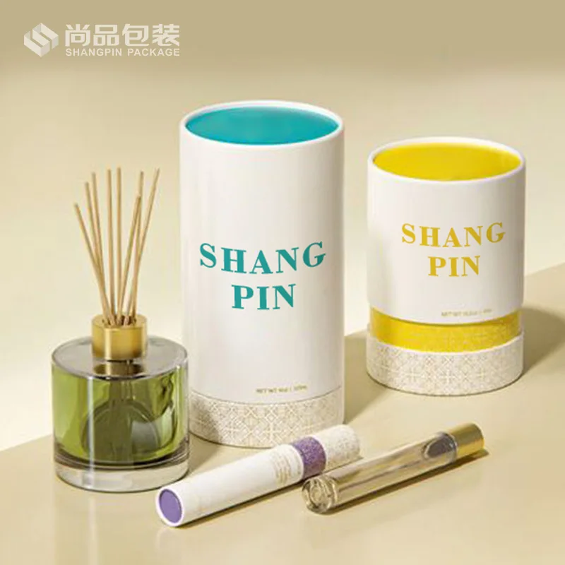 Custom recyclable cardboard tube cylinder perfume packaging box for 30ml 50ml bottle