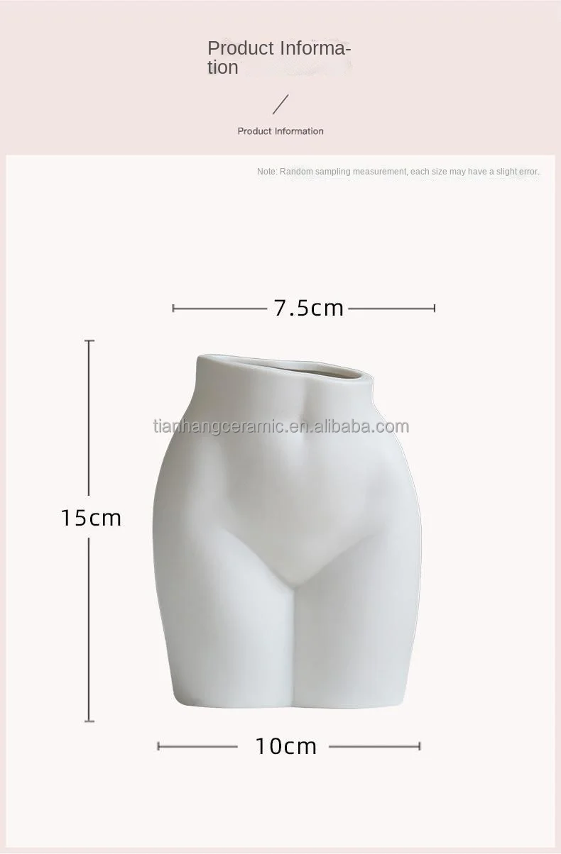 Nordic Minimalist White Matte Handmade body ceramic vase for home decor porcelain flower vase living room Table ornaments gift.jpg