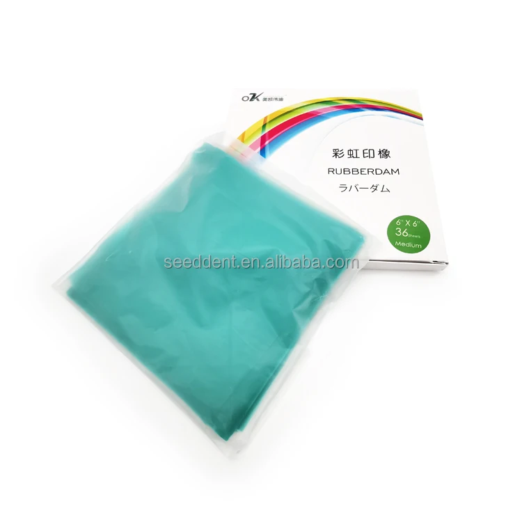 Disposable Latex Dental Rubber Dam Templat Sheet 5*5 6*6 Blue or Green Color
