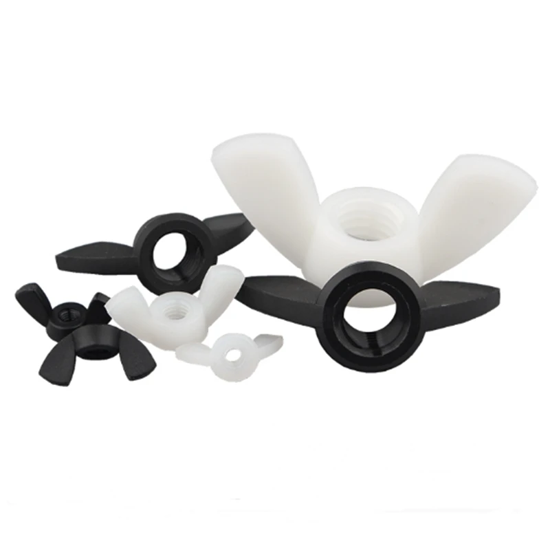 M3 M4 M5 M6 M8 M10 M12 Black/White Nylon Nut Wingnut Butterfly Nut Ingot Plastic Wing Nut