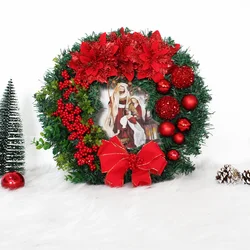 11.8 Inches Christmas Wreath For Front Door Ornament Wall Artificial Pine Garland for Party Decor
