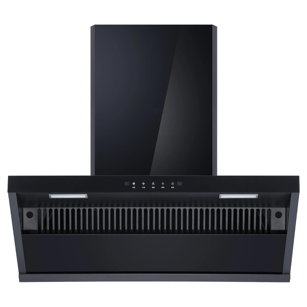 Gexiang Factory Home Wall Mounted Customized High Quality Windswept Black Kitchen Range Hood
