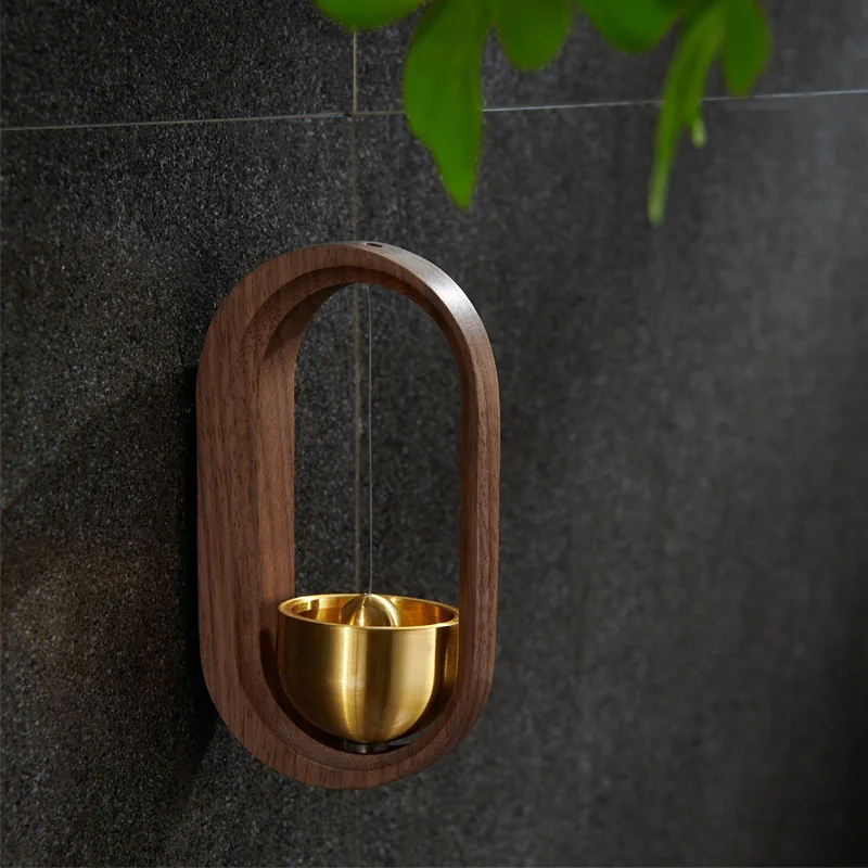 wooden wind chime suction door creative door reminder copper bell Japanese housewarming gift home