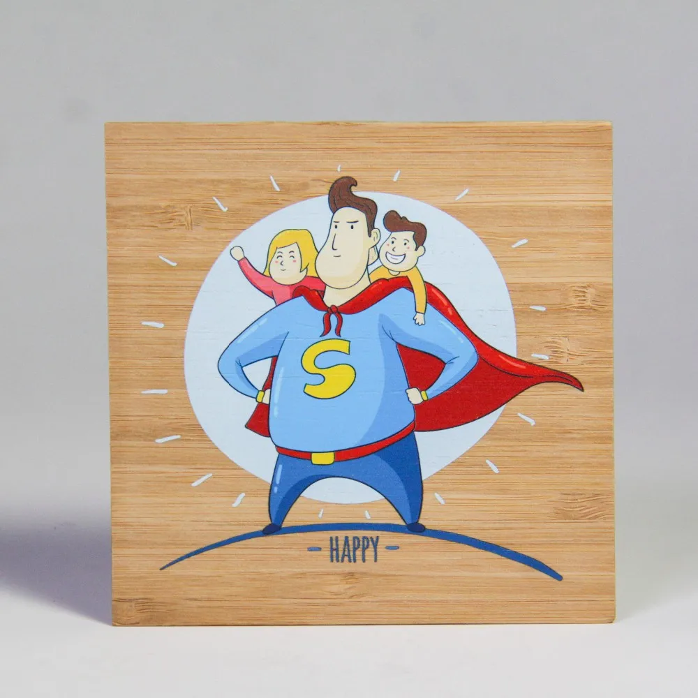 Открытка с деревянной печатью на День Матери