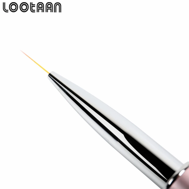 Wholesale LOGO Custom OEM Nail Kolinsky Brush Nylon 5/7/9/11mm Metal Rhinestone Crystal Nail Liners Painting Art Liner Brushes