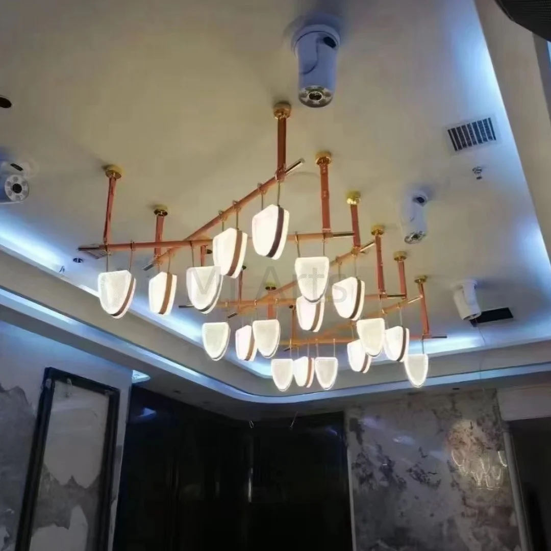 Business ktv lamp private room room aisle high-grade high-grade light luxury leather chandelier belt lamp combination chandelier