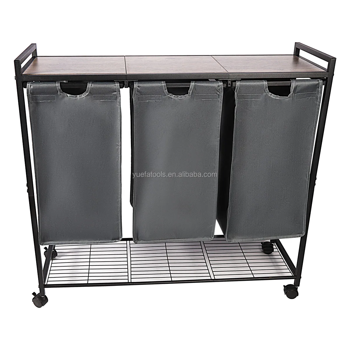 Factory Triple Laundry Basket With Removable Bag Laundry Hampers With Shelf Laundry Basket 3 Compartments