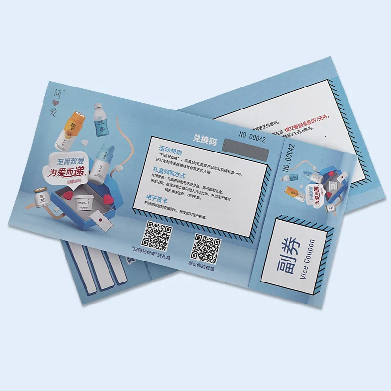 Cheap price scratch coupon printing paper gift coupon 10 off coupons expire soon