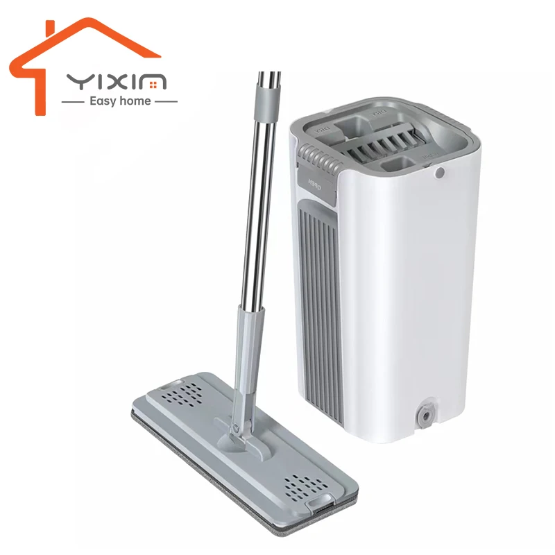 Hand Squeeze Scrapers Mop Bucket with Drainer Best Flat Mop