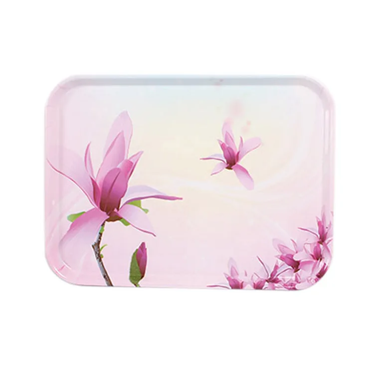 OEM&ODM Lily Patterns Fast Food Tray Melamine Serving Tray Cheap Plastic Trays