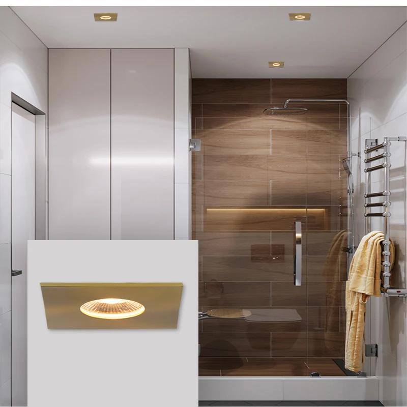 High Quality WIFI Adjustable Dimming Recessed Ceiling Light Spot IP65 COB Chip LED Downlights Gold 12W Fire-rated Led Downlighs
