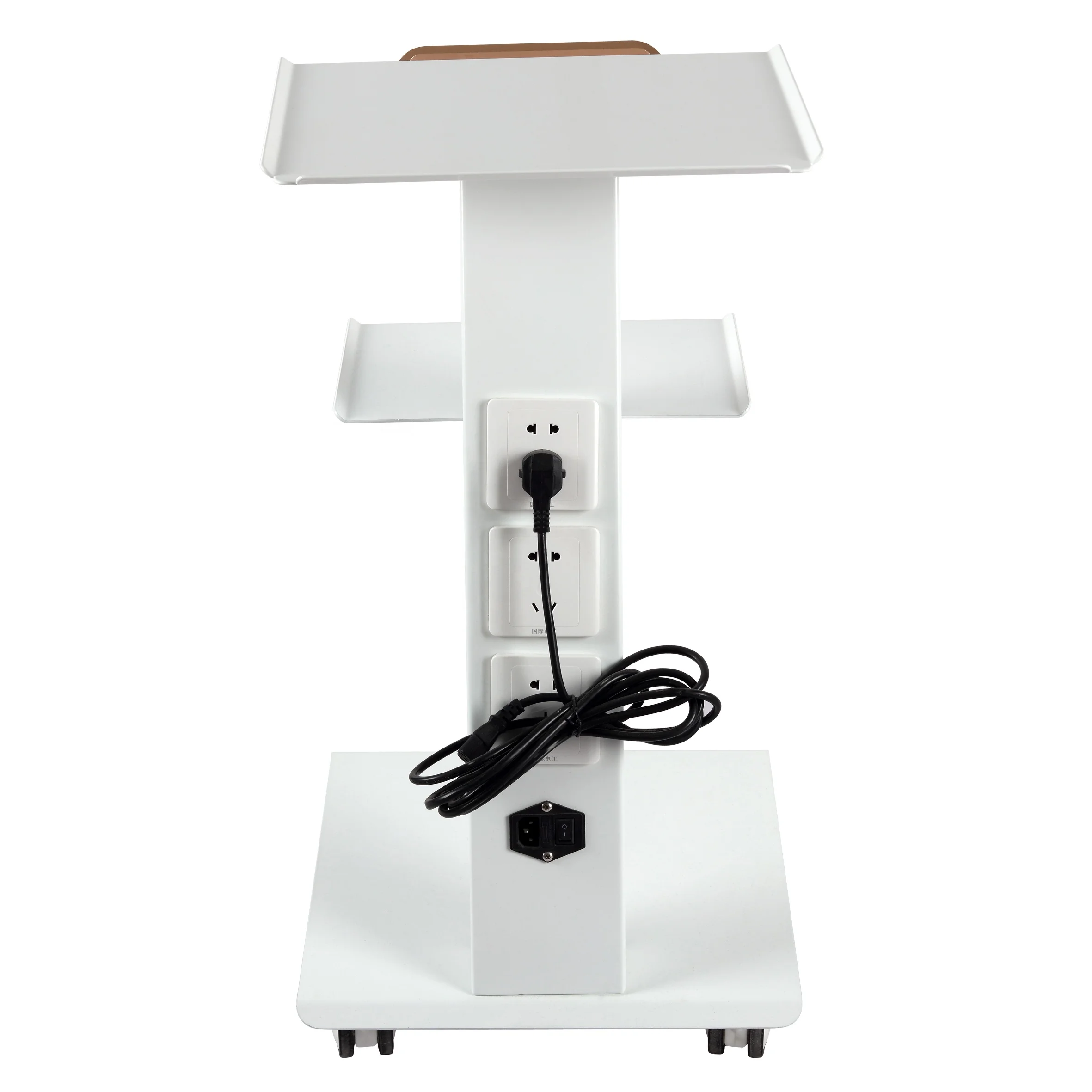 Yimmi Beauty Hair Salon Furniture White Cart Metal Trolley With Wheel Beauty Tool Cart