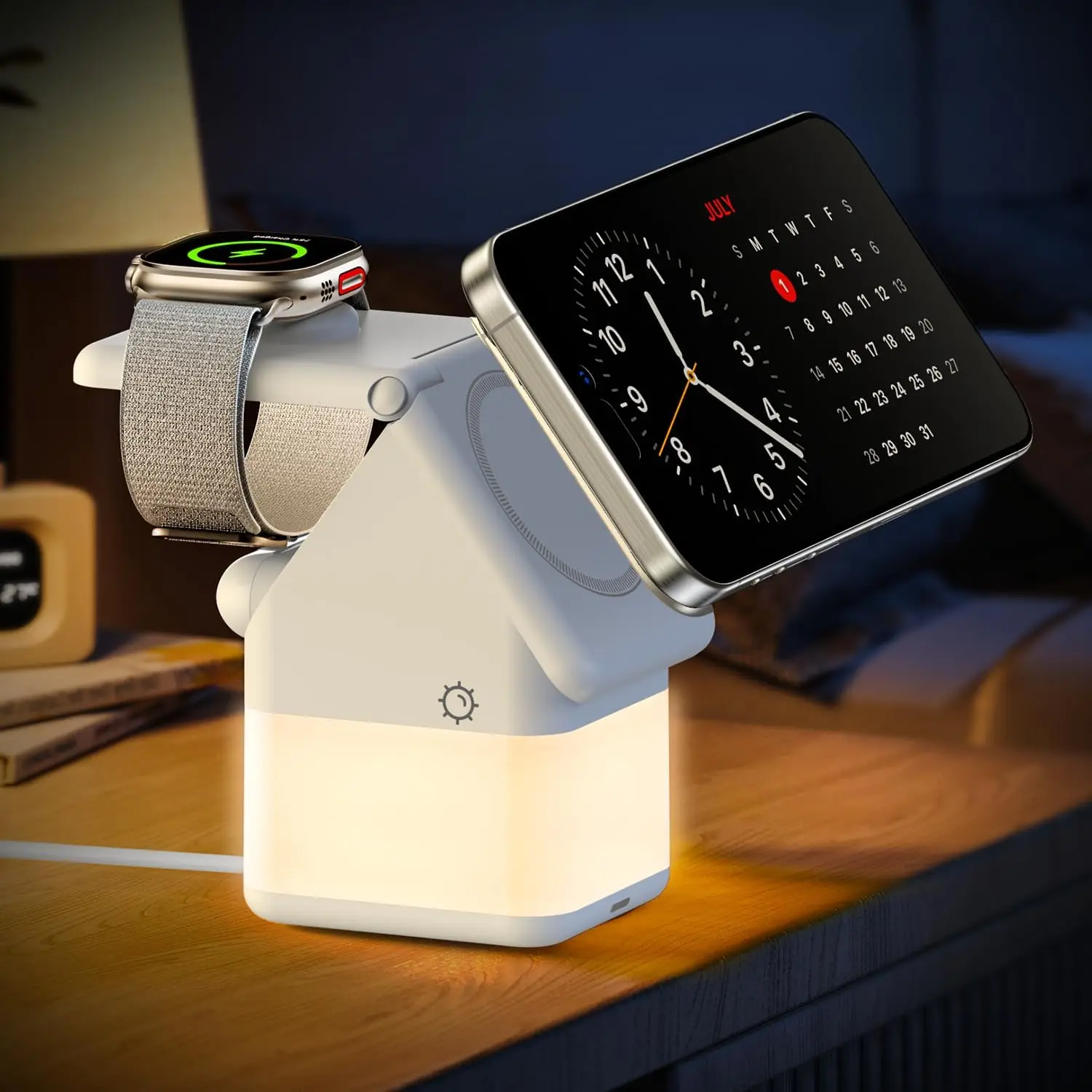 Hot Selling 3 in 1 Wireless Charging Station Charger 15W Night Stand Light Charging Dock Station for iPhone Airpods iWatch