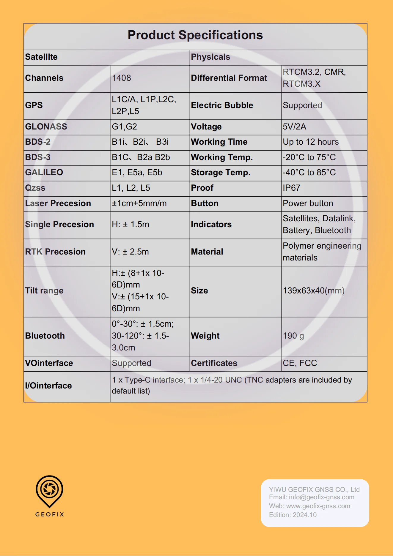 GEOFIX High Precision LASER RTK JPS-200 GNSS RECEIVER