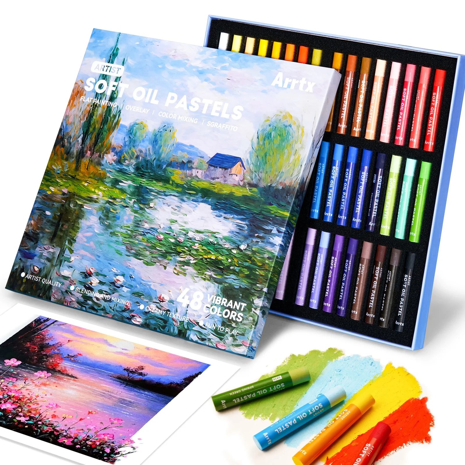 Arrtx AOP-S01-48 48 Colors Soft Oil pastels Set