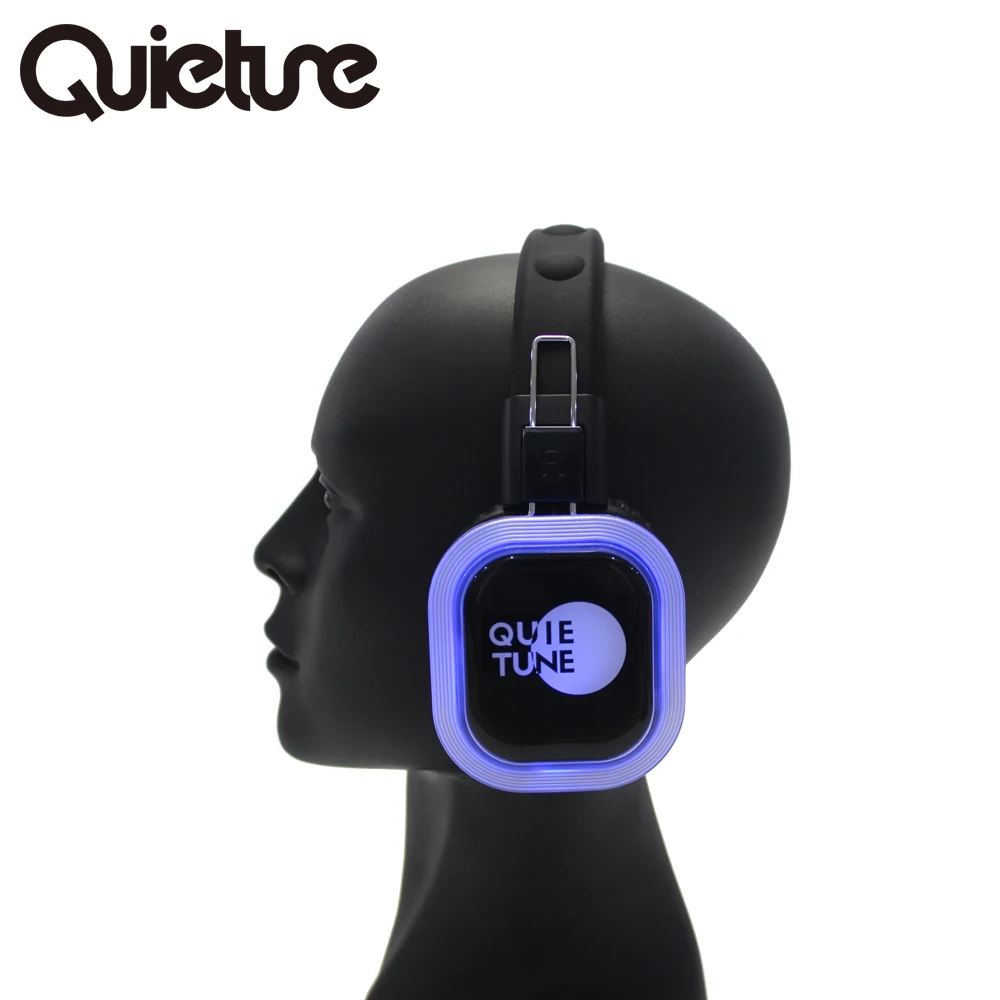 high quality f39 silent disco headphone and led lights FM transmitter and receiver hush silent disco travel headphones earphones