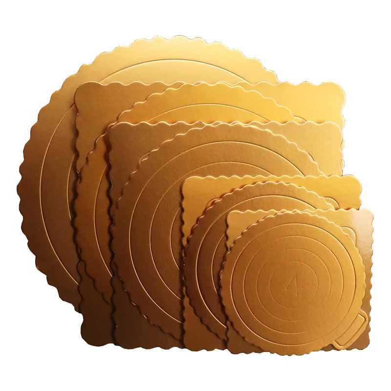 Round and Square Golden Foil Corrugated Cardboard Cake Board Cake Drum For Cake DIY