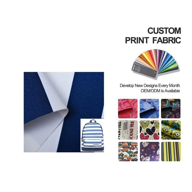 Factory Shop 100% polyester 210D 420D digital oxford print coated fabric for bags