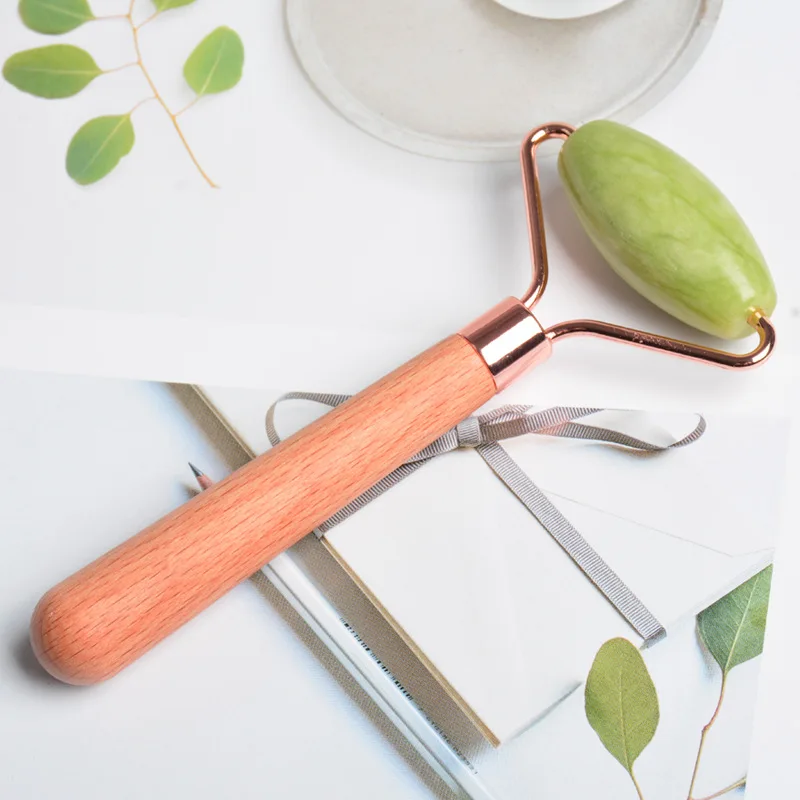 Skin care beauty equipment Single head Private Label Wholesale natural Mini Stone Green jade face roller Face massager