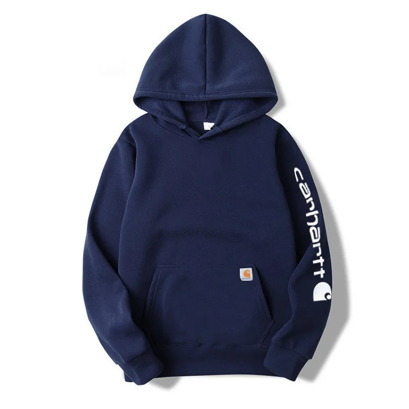 Sweatshirts men custom logo warm winter tracksuits wholesale printing basic fashion casual plain cotton pullover black hoodie